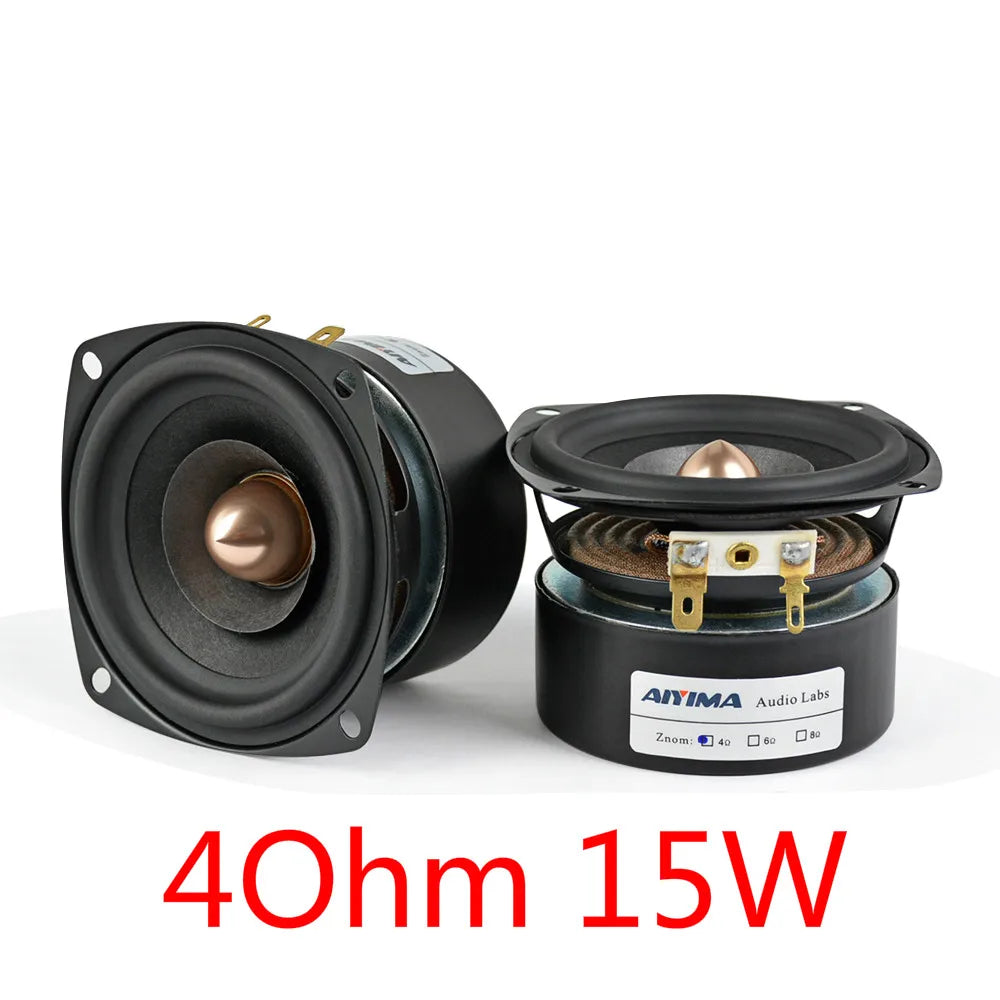 AIYIMA 2Pcs 3 Inch 4 Ohm 8 Ohm 15W Audio Speaker Full Range Sound Speaker HIFI Bullet Treble Midrange Bass Loudspeaker DIY