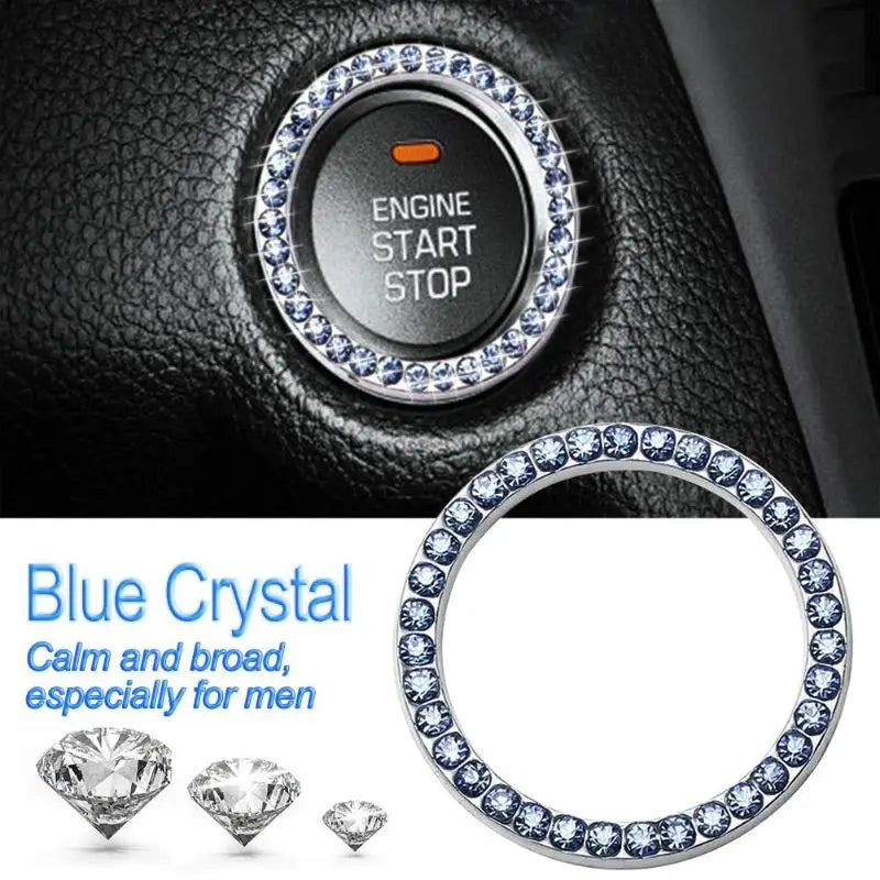 40mm/1.57" Auto Car Bling Decorative Accessories Automobiles Start Switch Button Decorative Diamond Rhinestone Ring Circle Trims