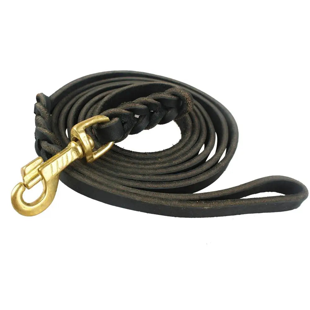 Genuine Leather Dog Leash Dogs Long Leashes Braided Pet Walking Training Leads Brown Black Colors For Medium Large Pet