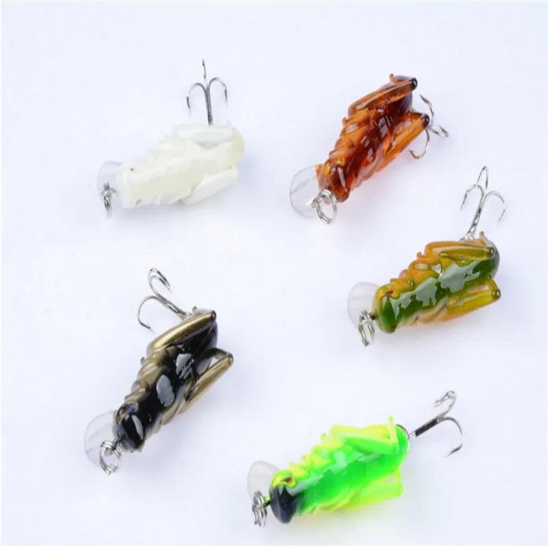 1PCS 40mm 3g Grasshopper Insects Fishing Lures Flying Wobbler Lure Hard Bait 10# Hooks Artificial Baits Bass Pike Fishing Tools