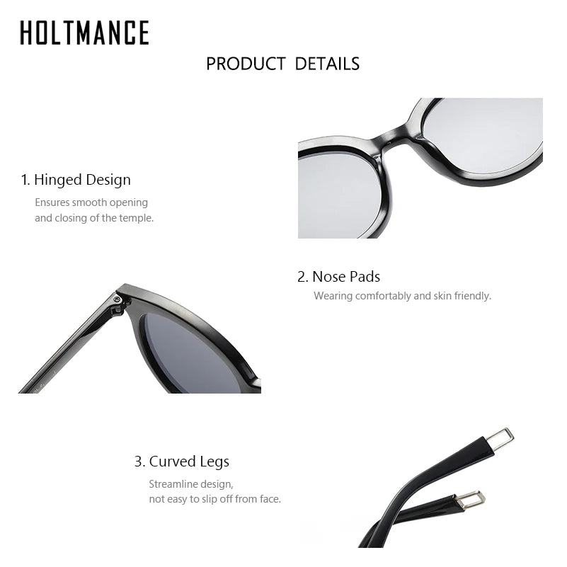 HOLTMANCE Cat Eye Round Sunglasses for Women Men Retro Oversized Sun Glasses Female Stylish Cateye Eyewear Large Frame Sunglass