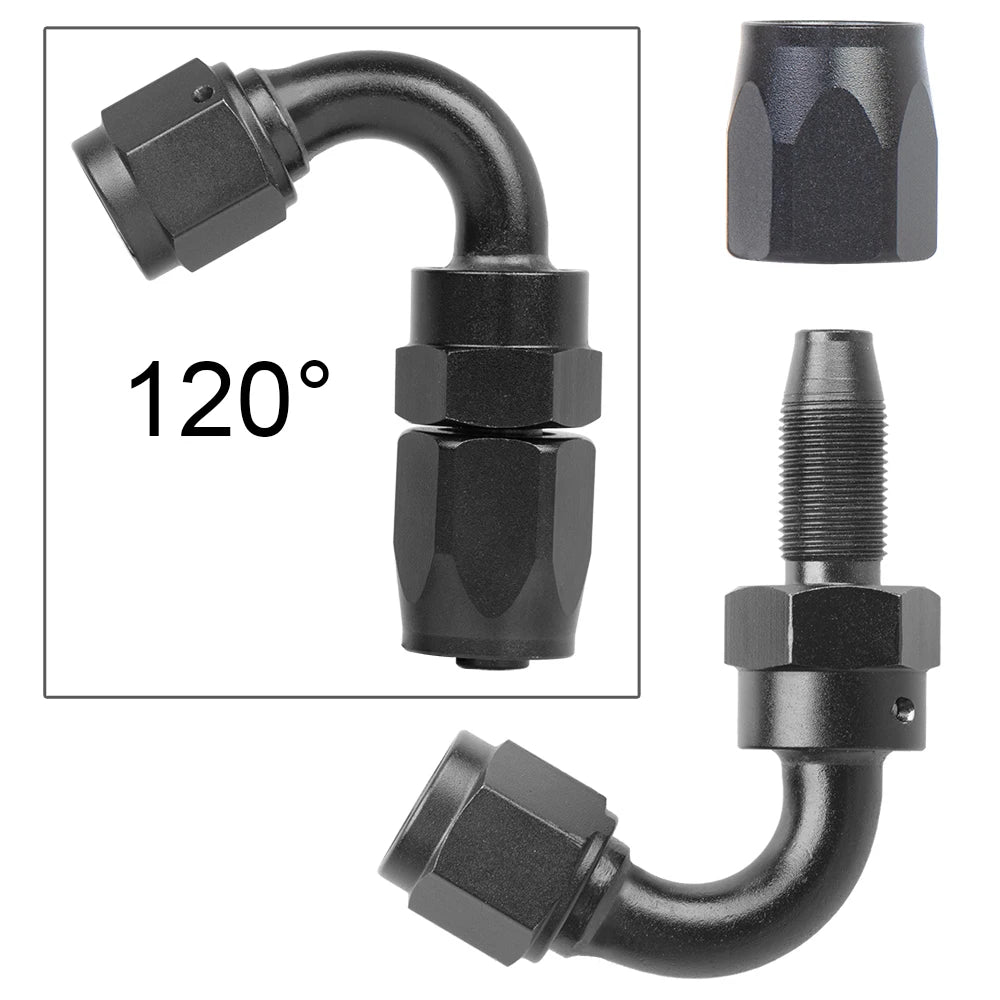 AN6/AN8/AN10 Straight 0°/45°/90°/120°/180° Degree Aluminum Swivel Hose End Fitting Adapter Oil Fuel Line NPT PLUG Wholesale
