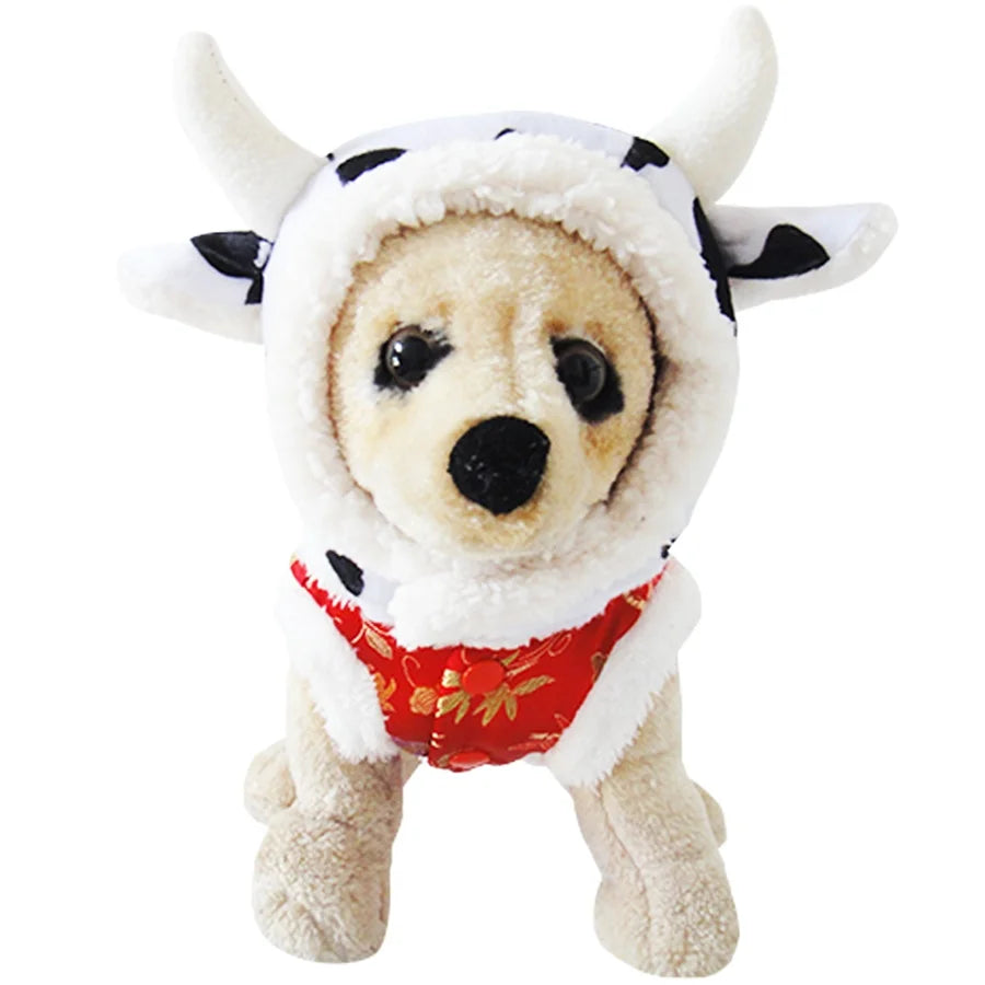 Cute Cow Design Winter Pet Dog Hat Cap Warm Windproof Pet Hats Cotton Dog Accessories For Small Medium Dogs Hat