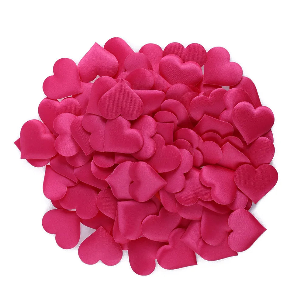 100Pcs/lot Fabric Love Heart Sponge Rose Petals DIY Wedding Party Decorations Valentine's Day Birthday Supplies Handmade Craft