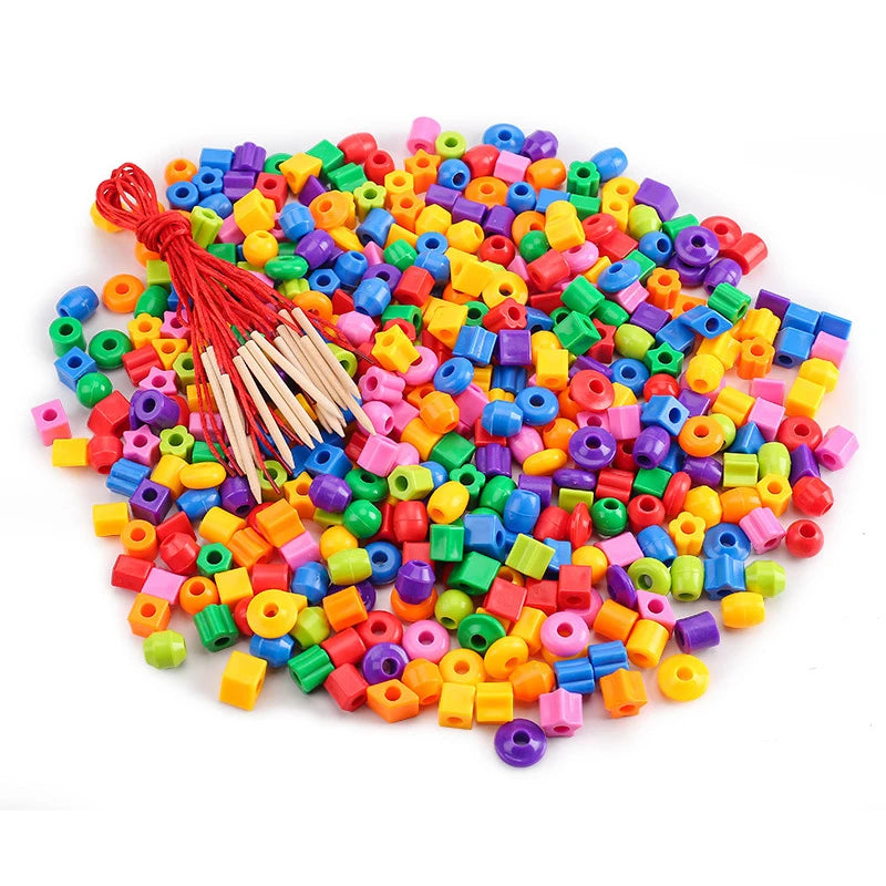 Primary Lacing Beads Educational Montessori Stringing Toy Autism Toys Toddlers Kids Preschool Children Training Gifts