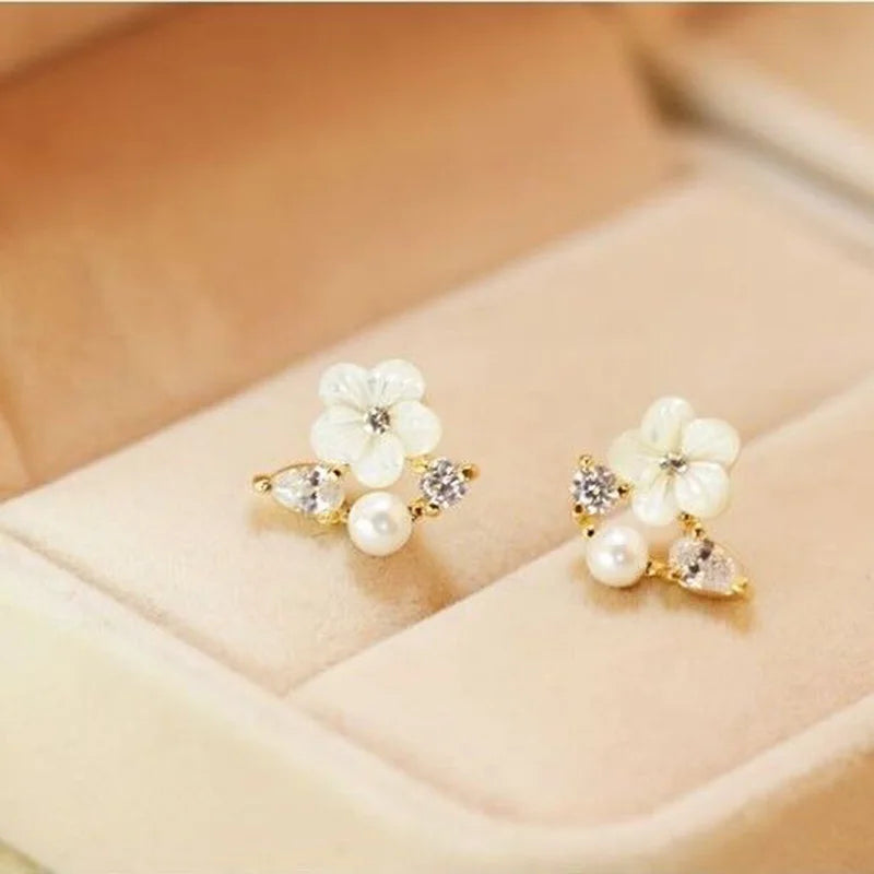 JIOFREE Fashion Hot Sale Korea Zircon flower Shape Statement Clip On Earrings no pierced With Crystal Rhinestone Wedding Jewelry