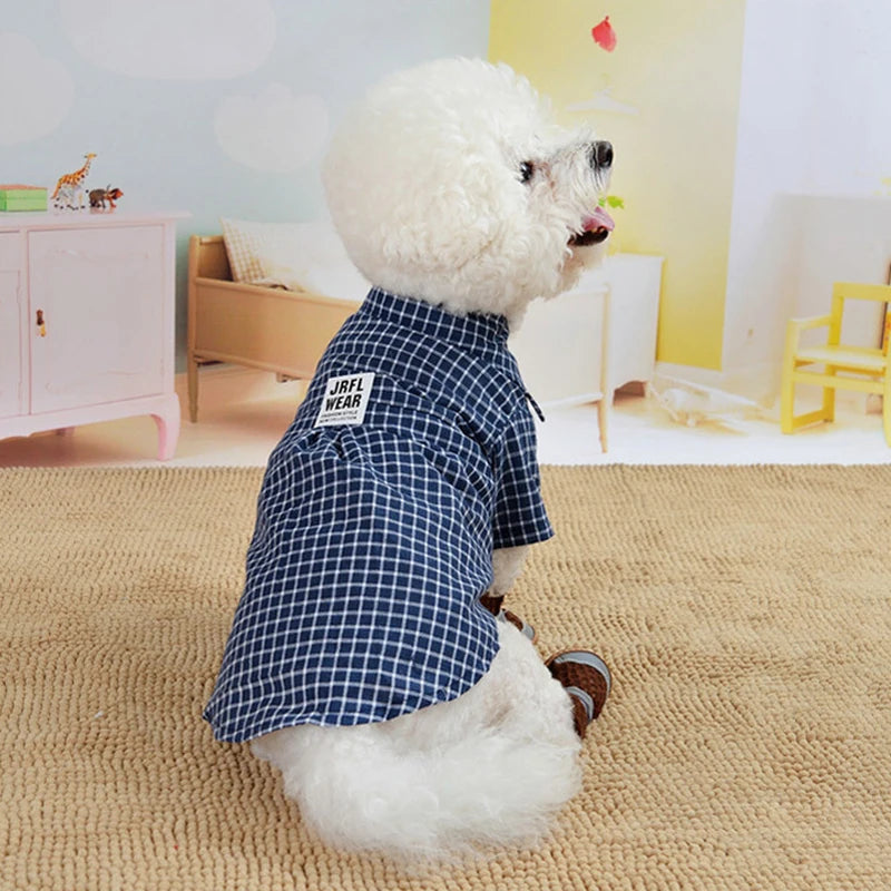 Classic Plaid Pet T-Shirt Summer Dog Shirt Vest Casual Dog Tops Puppy Outfits Yorkshire Dog Clothes Pet Clothing For Small Dogs