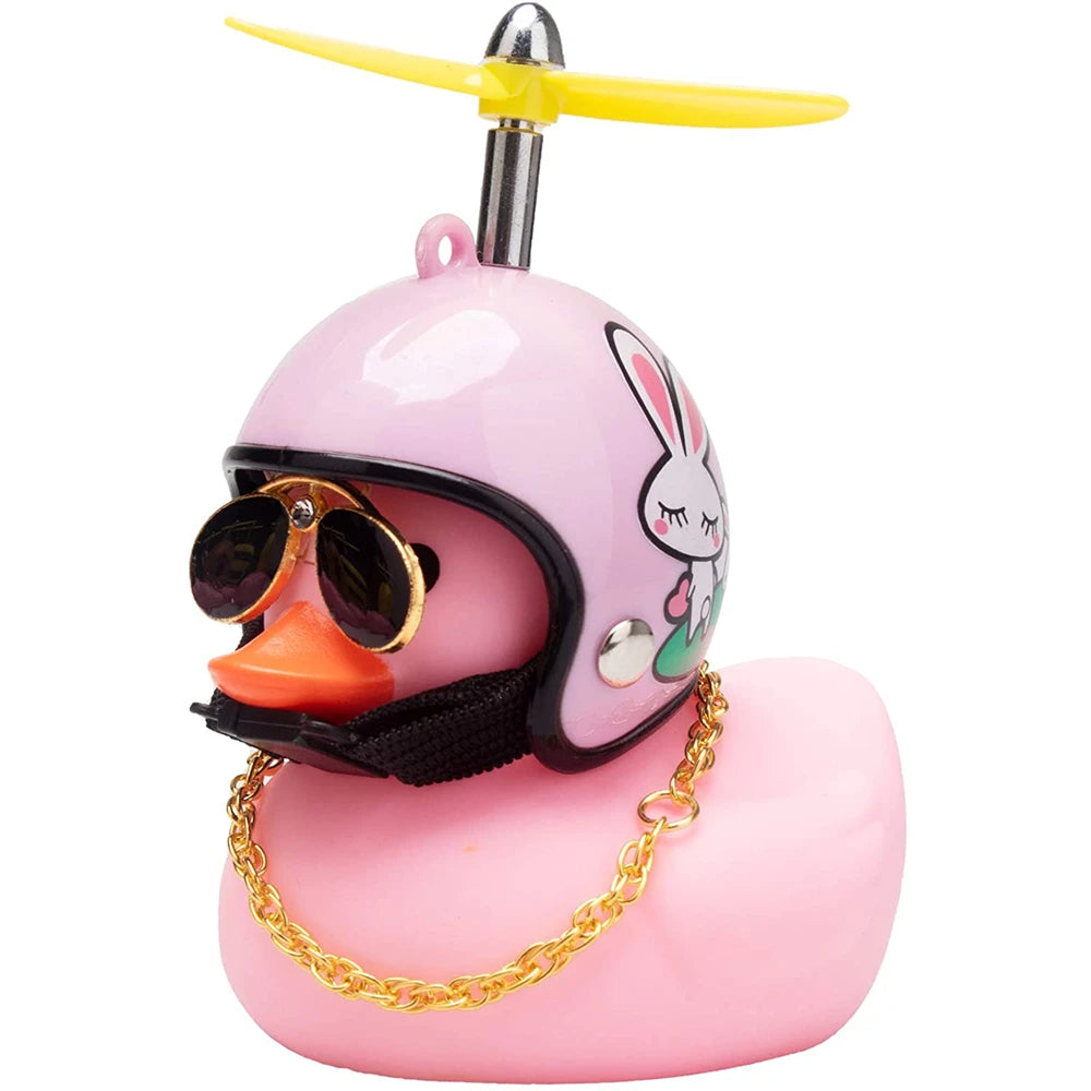 Cute Rubber Duck Toys Kids Toys Helmet Yellow Duck with Glue Propeller Baby Shark Toy Bath Toys Car Ornaments Car Decoration