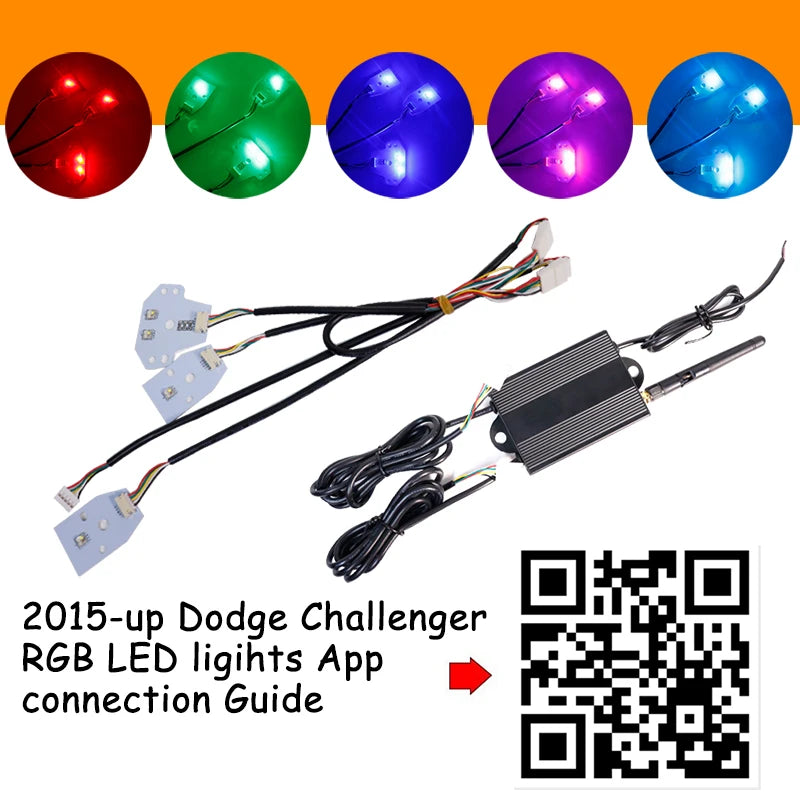 Car Bluetooth APP Remote Control RGBW MultiColor LED Headlight Circuit Board Light Kit For 2015-2020 Dodge Charger DRL