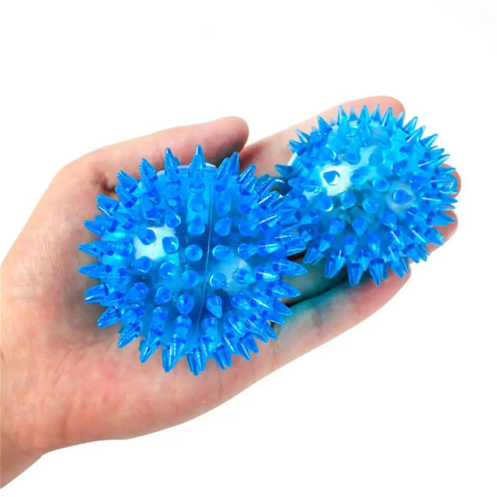 Dog Squeaky Toys Colorful Soft Rubber Luminous Pet Puppy Dog Chewing Playing Elastic Hedgehog Ball Toy Small Pet Supplies