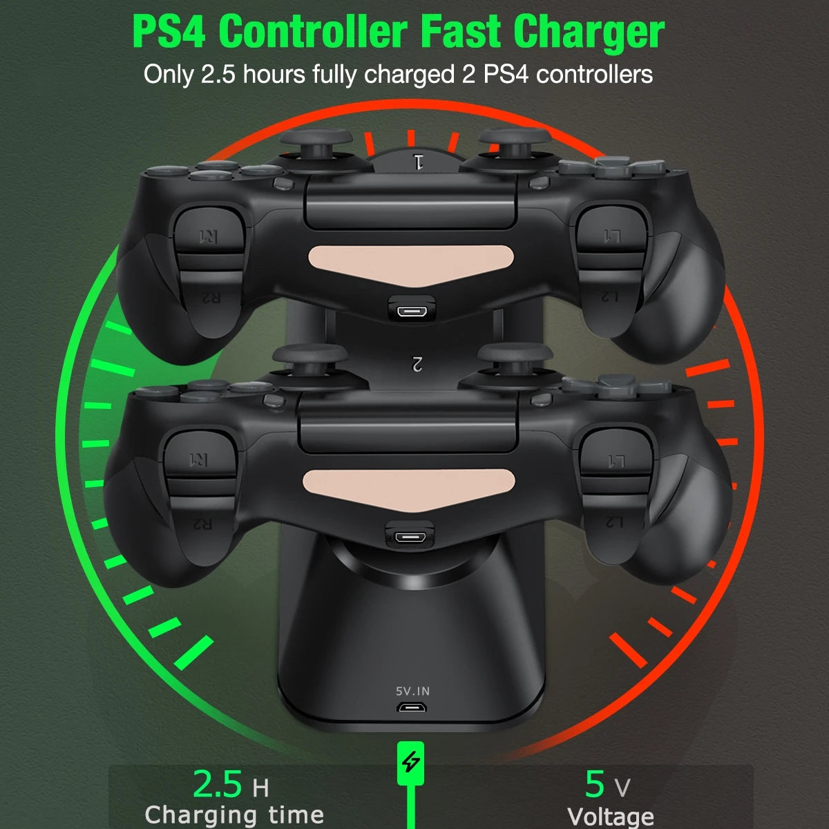 Fast Charger For PS4 Controller Dual USB Charging Dock Station with LED Indicator For Playstation 4/PS4 Slim/PS4 Pro Gamepad