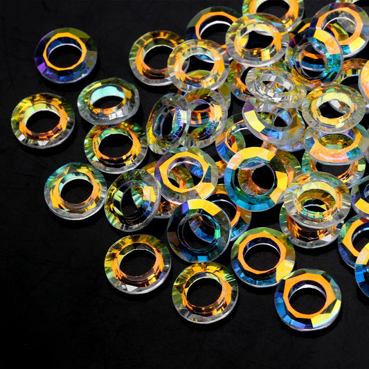 Crystal AB Glass Round Beads 6/8/10/14/20MM Big Hole Loose Beads Cosmic Ring for Jewelry Making Necklaces Earrings Accessories