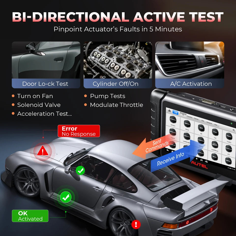 Autel MK808S Bi-Directional Control Automotive Scanner Car Diagnosis and IMMO Key Coding Tool PK MX808S MK808BT PRO