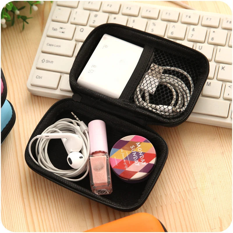 Mini Color Portable Earphone Bag Coin Purse Headphone USB Cable Case Storage Box Wallet Carrying Pouch Bag Earphone Accessories