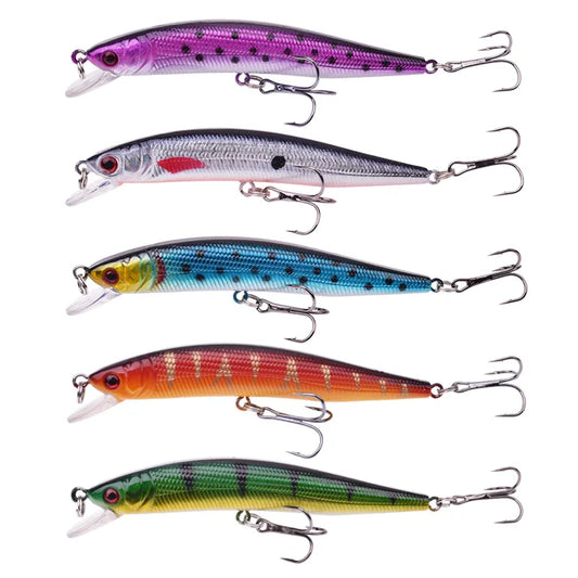 5Pcs Mixed Colors Minnow Fishing Lure Set 10cm 8.5g Artificial Hard Bait for Pike Carp Bass Crankbait With Hook Swimbait Tackle