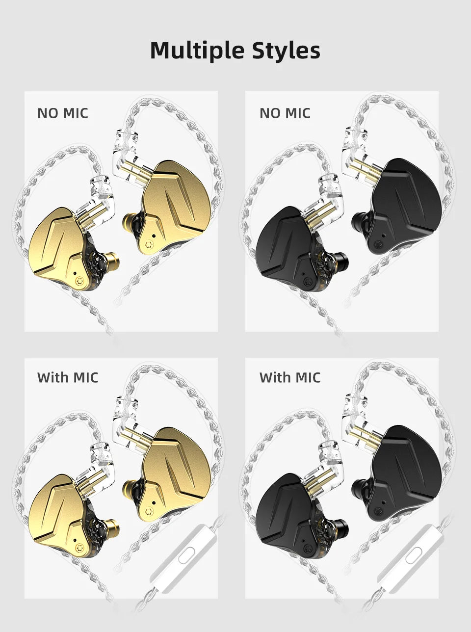 KZ ZSN Pro X Metal Wired Headset Hybrid Technology 1BA+1DD Ear Hook Monitor Headphones With Microphone Sport Earbuds Earphone