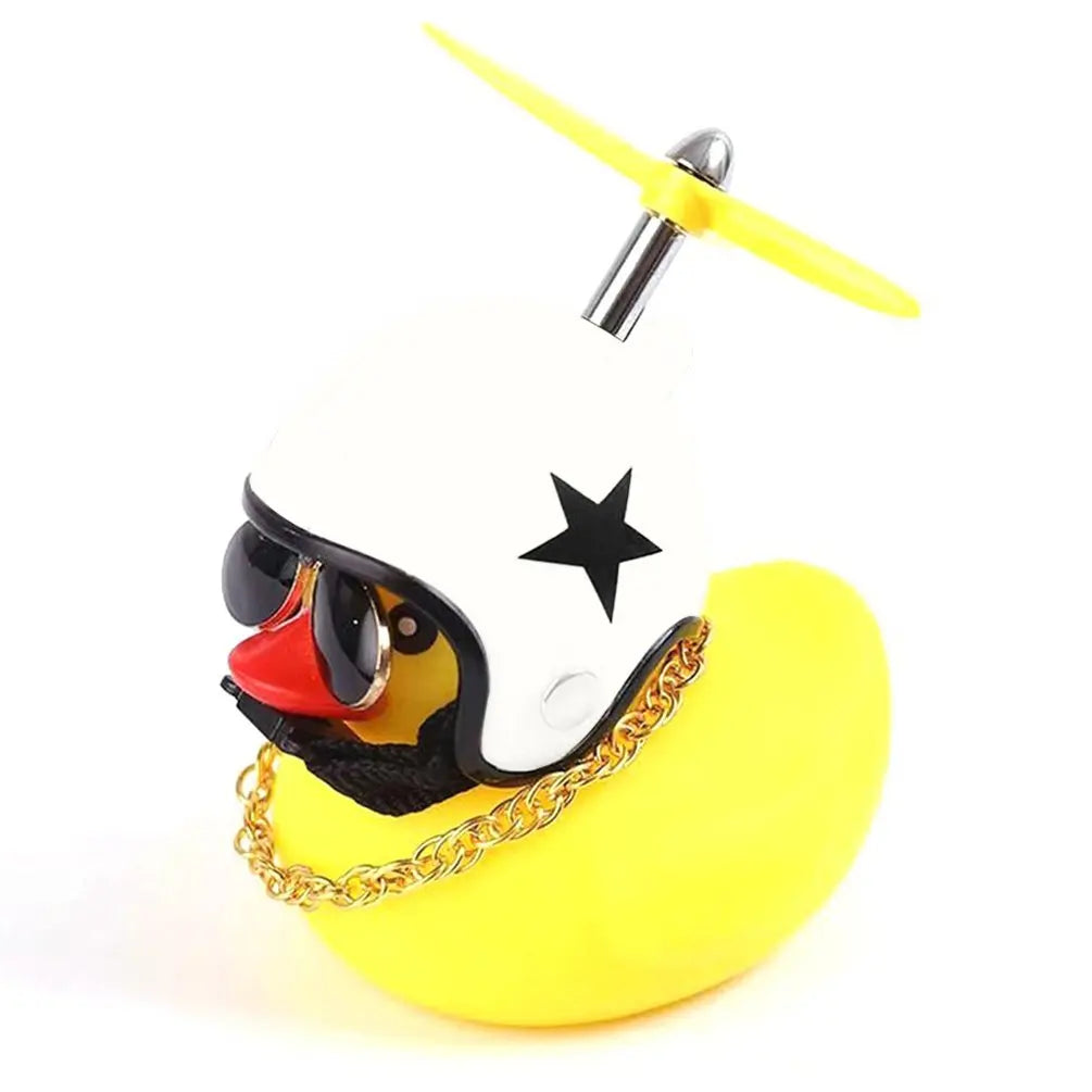 Car Gift Duck With Helmet Broken Wind Pendant Small Yellow Duck Road Bike Motor Helmet Riding Cycling Accessories Without Lights