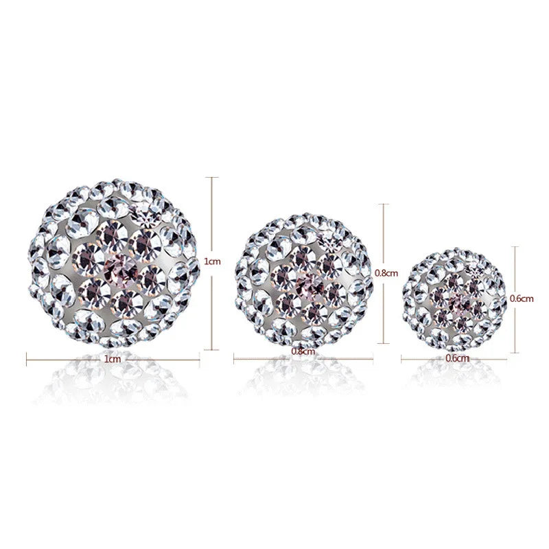 Simple 925 Sterling Silver Earrings Full Crystal Ball Stud Earrings Gift For Women brincos S-E35