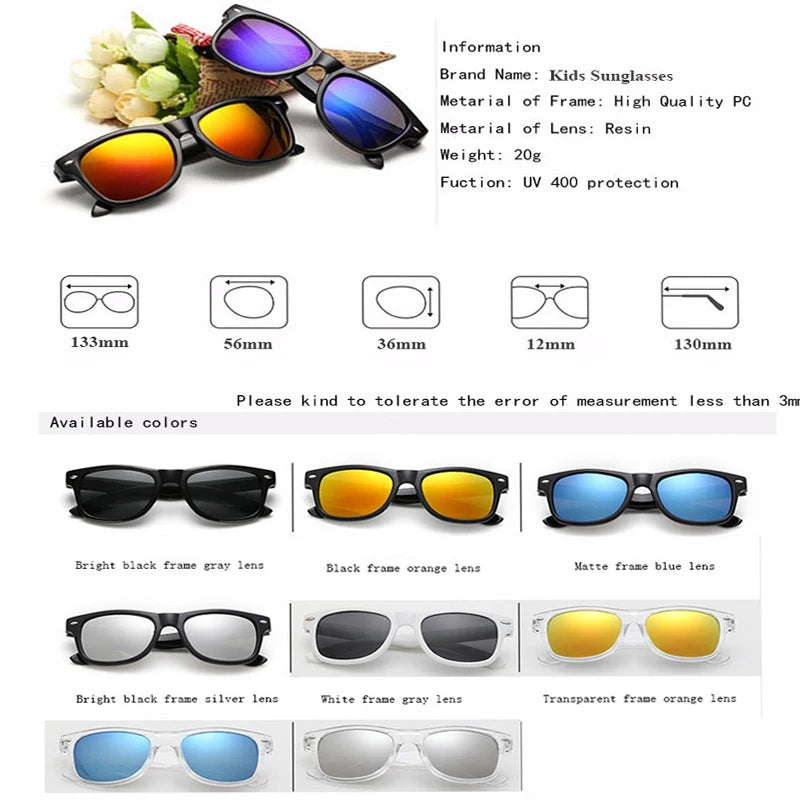 YAMEIZE Fashion Kids Sunglasses Hot sale 2-15 Years Sun Glasses for Children Boys Girls Glasses Coating Lens UV400 Protection