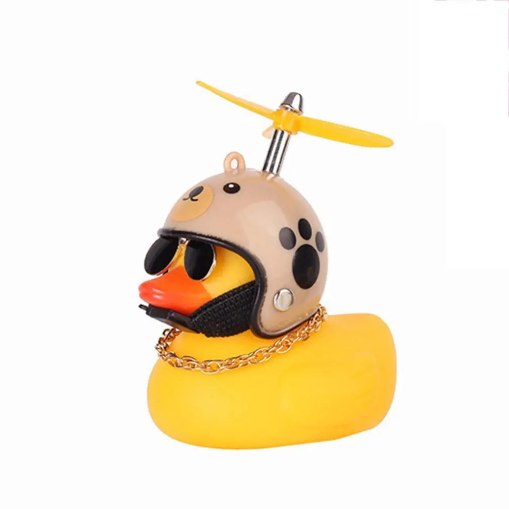 Car Gift Duck With Helmet Broken Wind Pendant Small Yellow Duck Road Bike Motor Helmet Riding Cycling Accessories Without Lights
