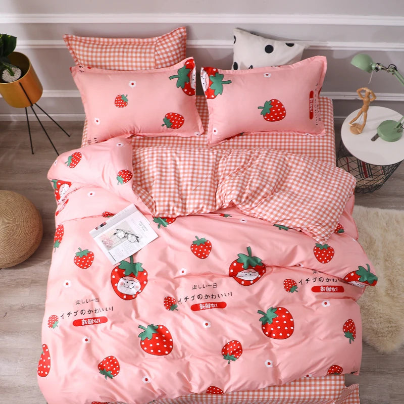 Solstice Home Textile Black Lattice Duvet Cover Pillowcase Bed Sheet Simple Boy Girls Bedding Sets Single Twin Double Cover Beds