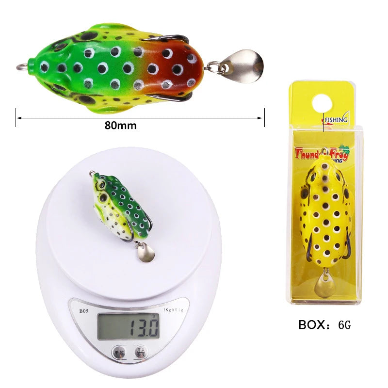 1Pcs Frog Lure 80mm Fishing Lures Treble Hooks Topwater Ray Frog Artificial Crankbait Spoon Artificial Soft Bait Minnow Crank