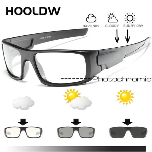 HOOLDW Polarized Photochromic Sunglasses Men Outdoor Sports Chameleon Sun glasses Driving Goggles Glasses Change Color Eyewear