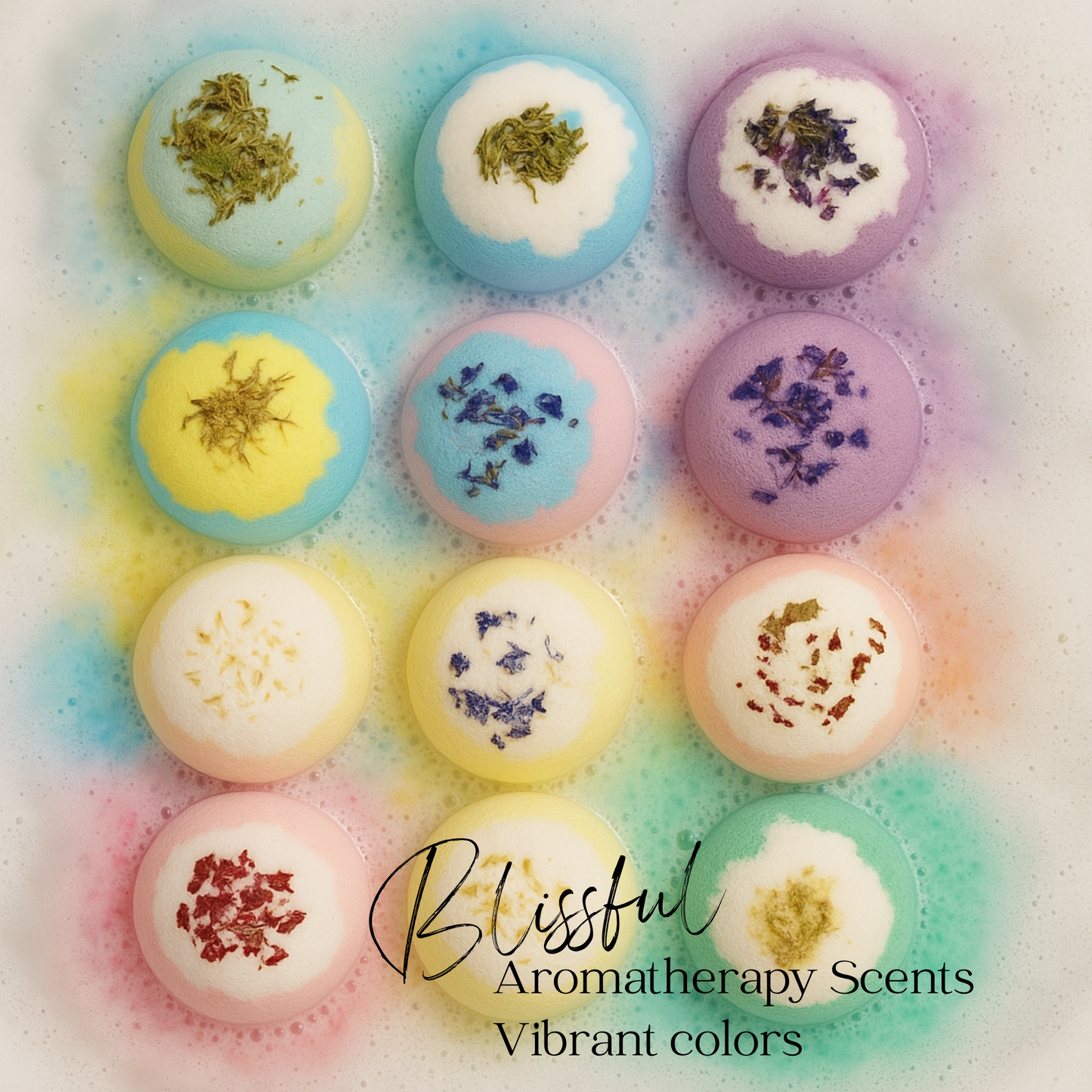EvolutionUSA 12pc Inspire Bath Bombs for Women, 12 Gorgerous Flower Bath Bombs Topped with Dried Flowers, Luxurious Mother's Day Gift Set, Brithday Gift, Easter Gift or for Creating Lush Self Care Moment