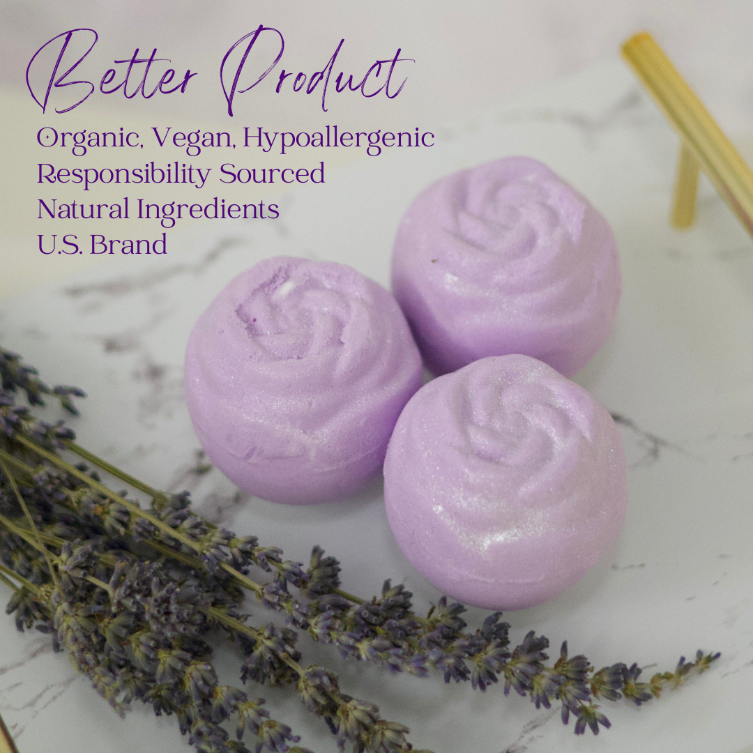 EvolutionUSA Lavender Dreams Bath Bombs for Women, 12 Sparkly Flower Shaped Lavender Bath Bombs, Lush Gift for Mother's Day, Easter, Birthday or Self Care, Aromatherapy Bathbombs, Organic Bath Balls
