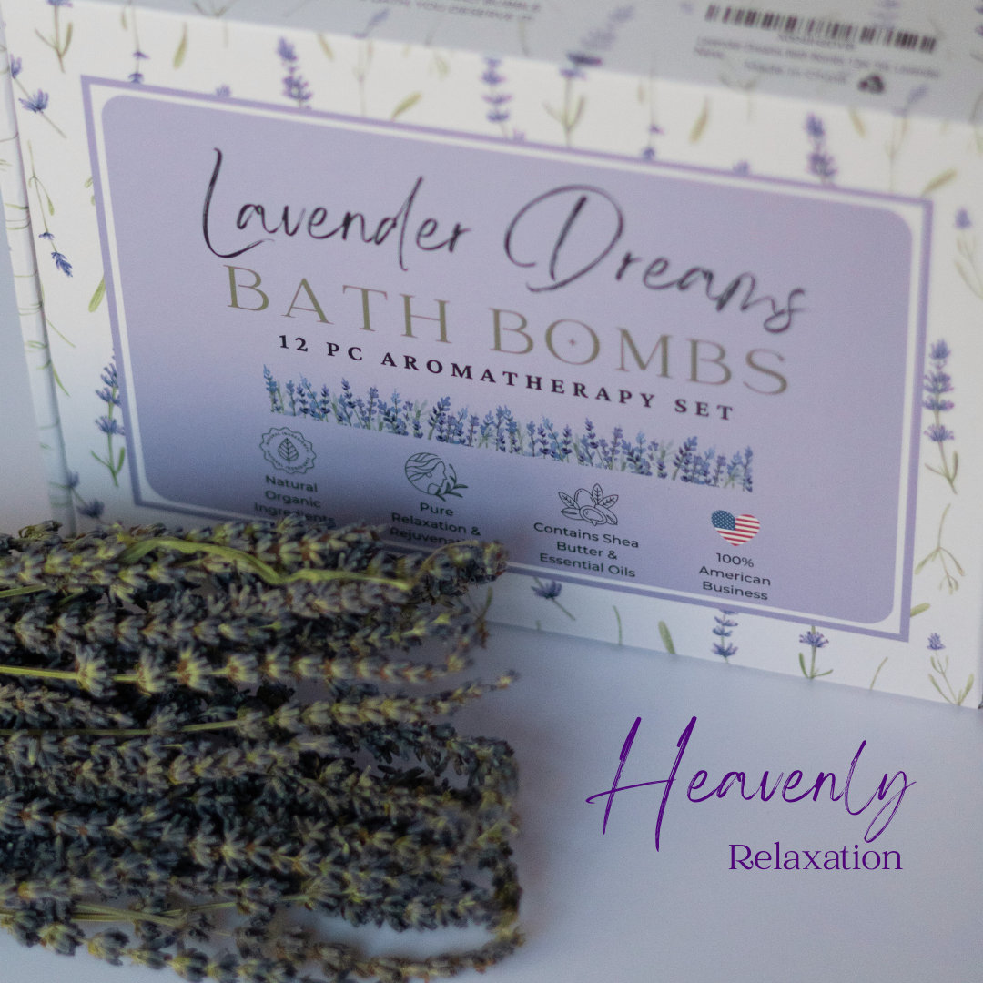 EvolutionUSA Lavender Dreams Bath Bombs for Women, 12 Sparkly Flower Shaped Lavender Bath Bombs, Lush Gift for Mother's Day, Easter, Birthday or Self Care, Aromatherapy Bathbombs, Organic Bath Balls
