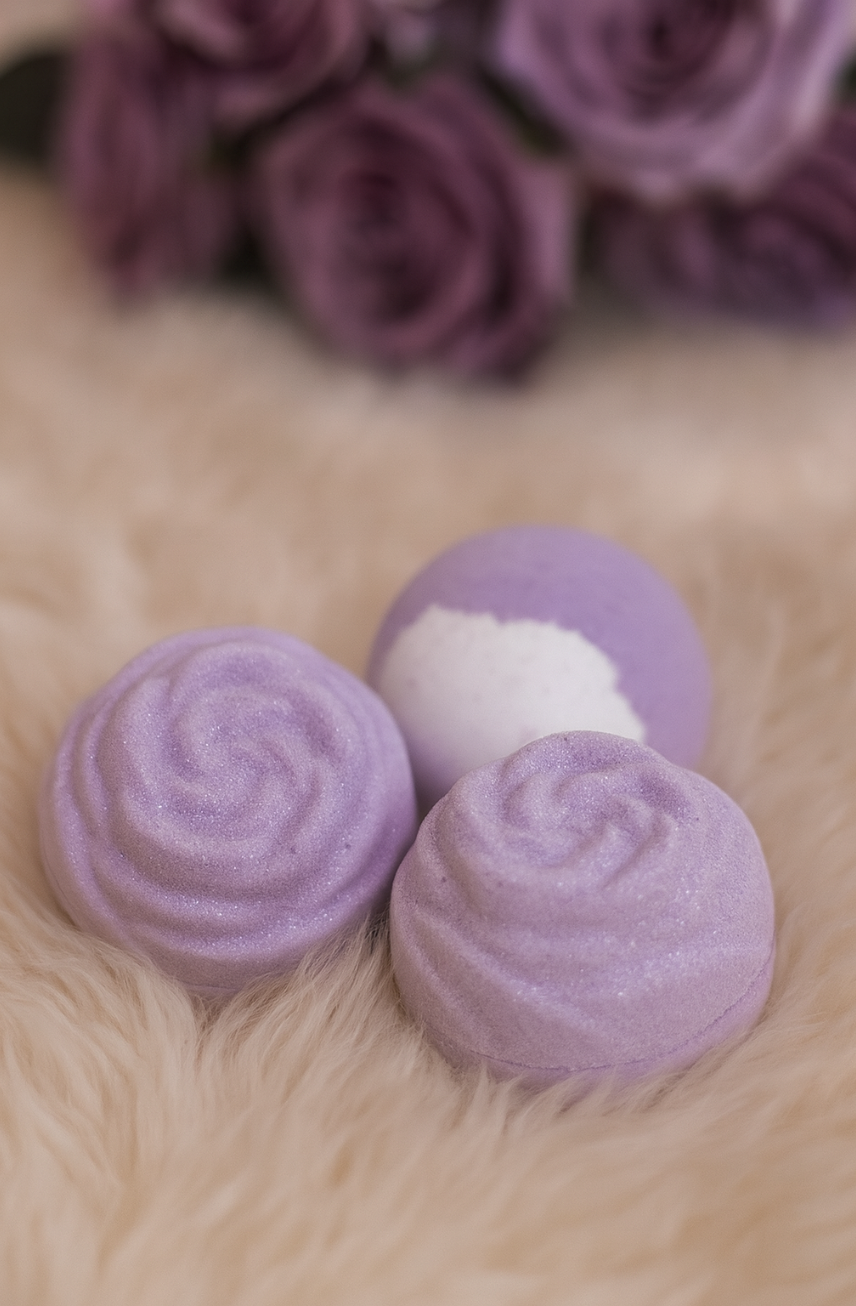 EvolutionUSA Lavender Dreams Bath Bombs for Women, 12 Sparkly Flower Shaped Lavender Bath Bombs, Lush Gift for Mother's Day, Easter, Birthday or Self Care, Aromatherapy Bathbombs, Organic Bath Balls