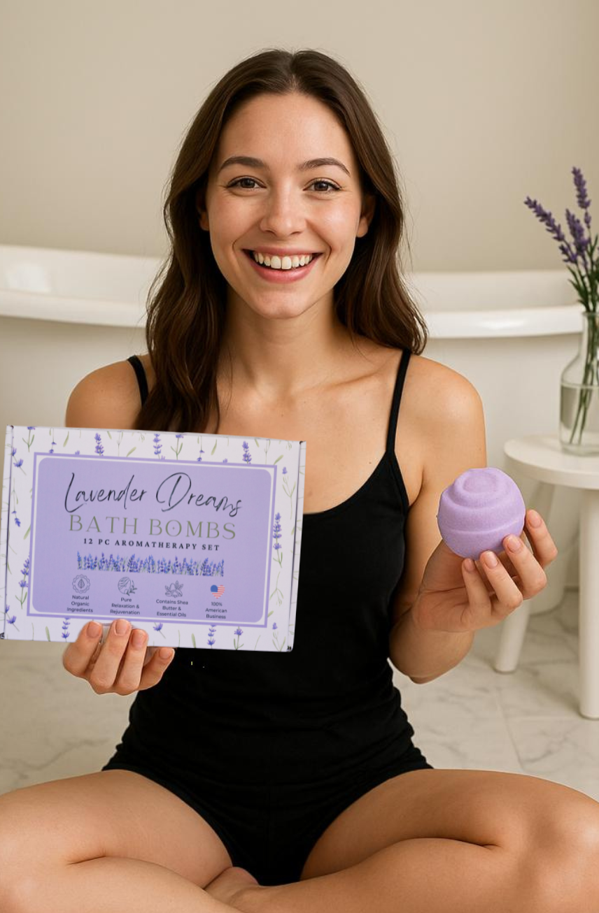 EvolutionUSA Lavender Dreams Bath Bombs for Women, 12 Sparkly Flower Shaped Lavender Bath Bombs, Lush Gift for Mother's Day, Easter, Birthday or Self Care, Aromatherapy Bathbombs, Organic Bath Balls
