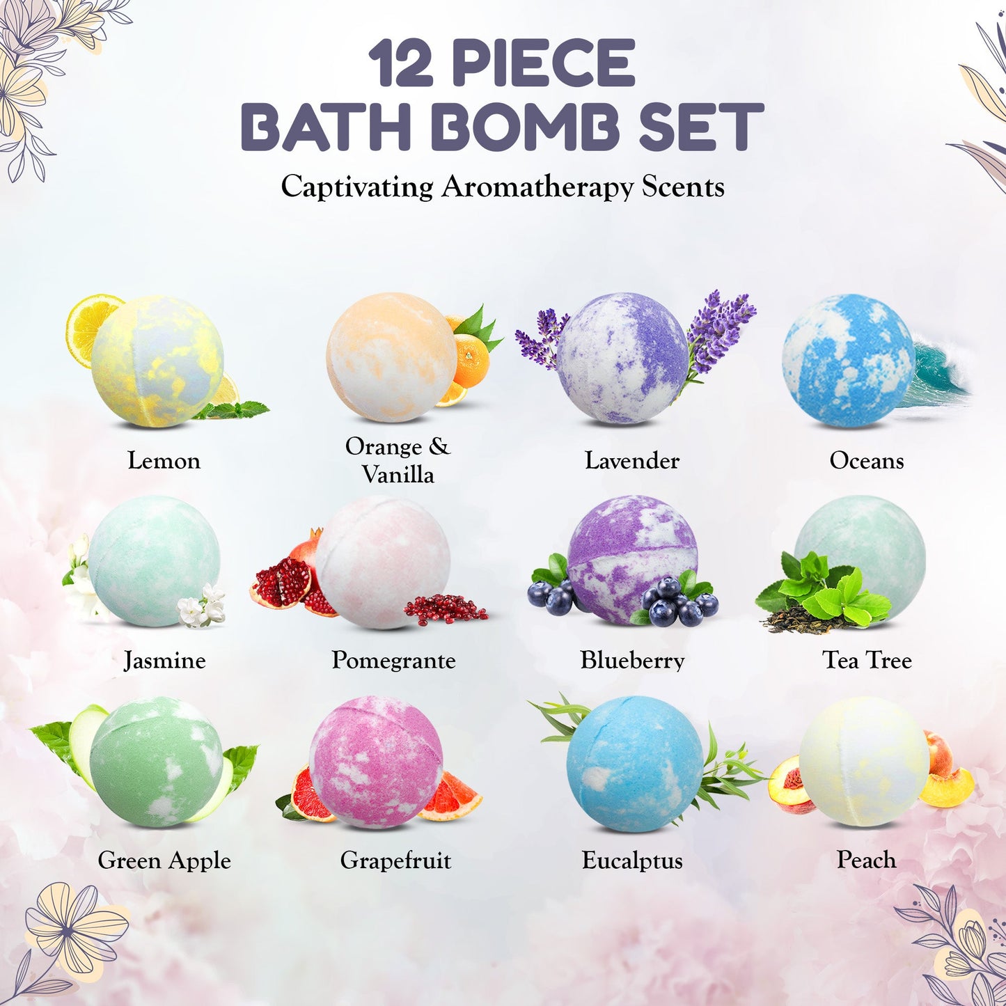 EvolutionUSA 12pc Mother's Day Bath Bombs for Women, 12 Beautiful Bath Bombs for Mom, Thoughtful Mother's Gift of Luxury & Relaxation, Gorgeous Bath Balls Set, Lush Bath Bombs, Gift Set Women