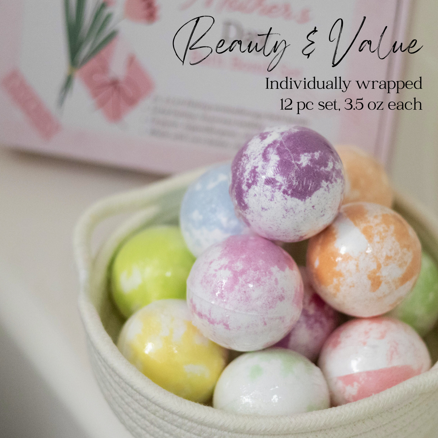 EvolutionUSA 12pc Mother's Day Bath Bombs for Women, 12 Beautiful Bath Bombs for Mom, Thoughtful Mother's Gift of Luxury & Relaxation, Gorgeous Bath Balls Set, Lush Bath Bombs, Gift Set Women