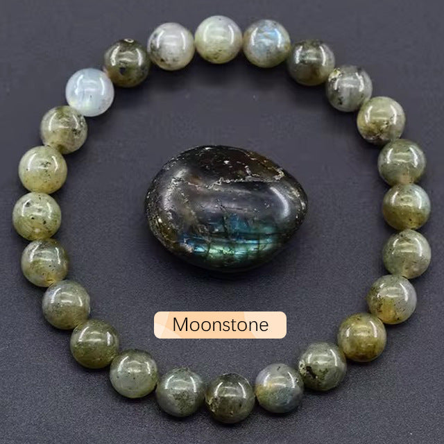 SHINE/TK Cross-border Best Selling 8mm Apatite Sun Stone Beaded Bracelet Handmade Agate Crystal Original Stone Bracelet