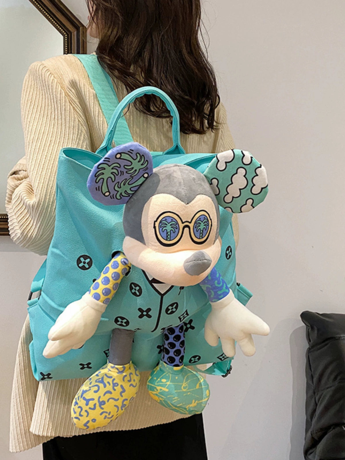 Backpack Doll Female Canvas Contrast Color Student Cartoon