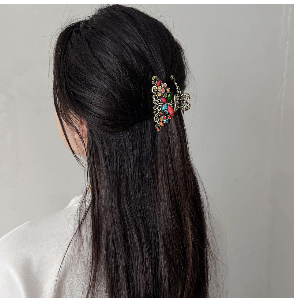Retro Butterfly Medium Hair Grab Light Luxury Resin Grab Clip High-end High-face Value Big Grab Back Hair Accessories
