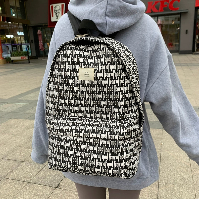 Backpack Fog Trendy High Street Full Printed Student Schoolbag