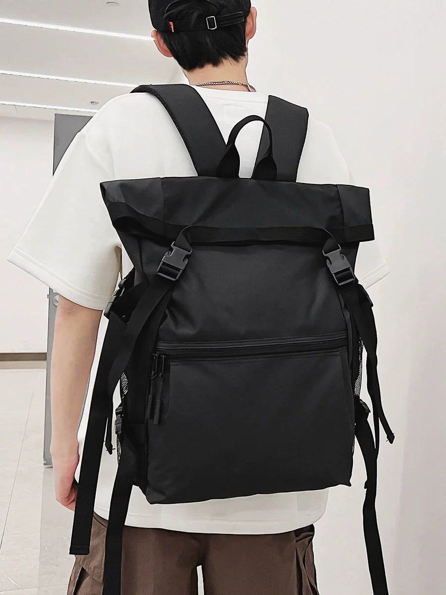 College Students' Backpack Backpack Student Schoolbag Junior High School Student High School Tooling Style Large Capacity Computer Bag Travel Bag Men