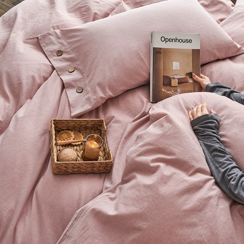 Minimalist Cotton Skin-Friendly Fresh High-End Bed Sheet Four-Piece Set