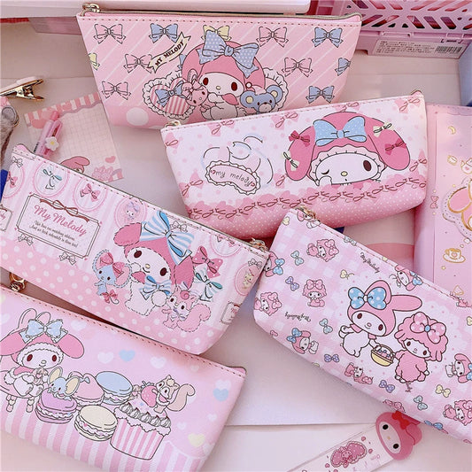 Rabbit Melody Cartoon Leather Zipper Pencil Case