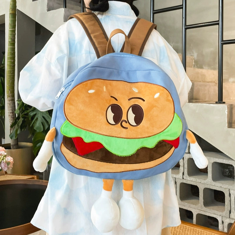 Backpack Cute Female Cartoon Canvas Class Hamburger