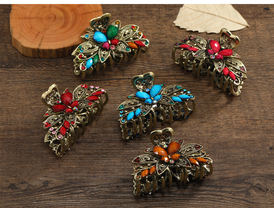 Retro Butterfly Medium Hair Grab Light Luxury Resin Grab Clip High-end High-face Value Big Grab Back Hair Accessories