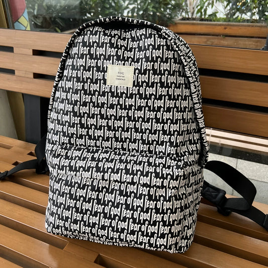 Backpack Fog Trendy High Street Full Printed Student Schoolbag
