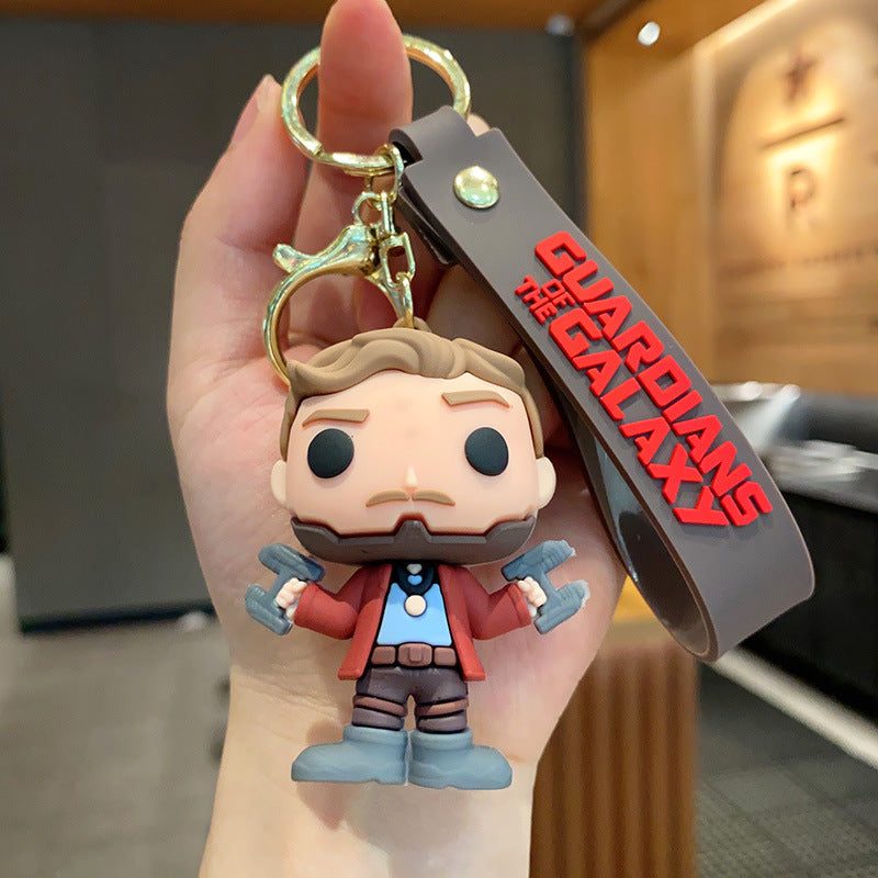 Galaxy Guard Keychain Cute 3D Stereo Silicone Doll Pendant Boys Cars and Bags Ornaments Small Gift