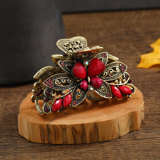 Retro Butterfly Medium Hair Grab Light Luxury Resin Grab Clip High-end High-face Value Big Grab Back Hair Accessories