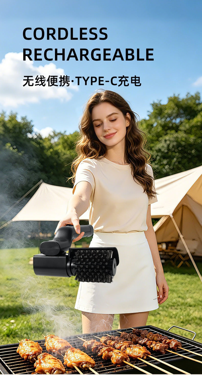 Cross-Border New Model Foldable Second-Generation Electric Barbecue Brush Heavy Grease Cleaning Tool Barbecue Grill Cleaning Tool