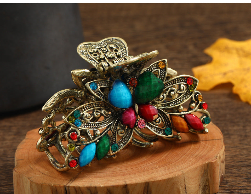 Retro Butterfly Medium Hair Grab Light Luxury Resin Grab Clip High-end High-face Value Big Grab Back Hair Accessories