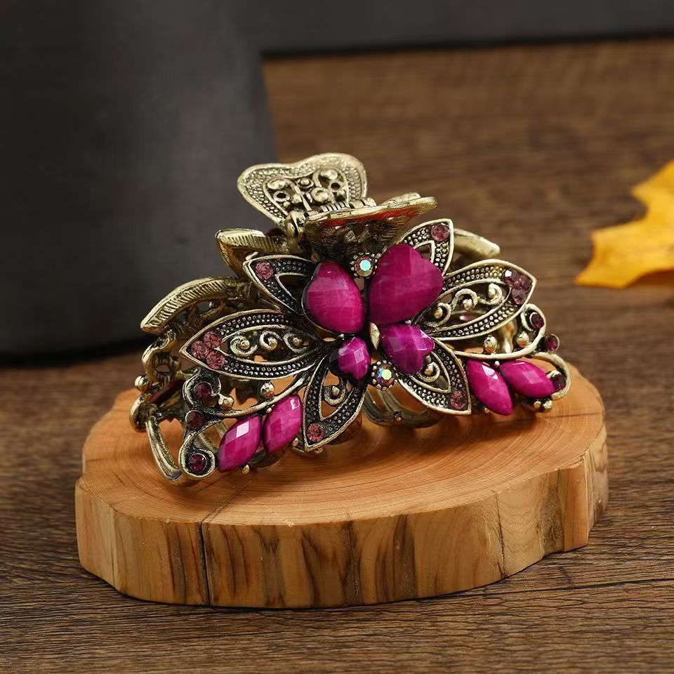 Retro Butterfly Medium Hair Grab Light Luxury Resin Grab Clip High-end High-face Value Big Grab Back Hair Accessories