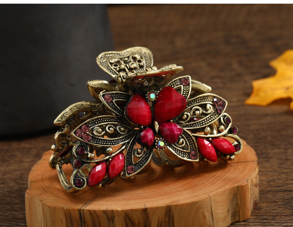 Retro Butterfly Medium Hair Grab Light Luxury Resin Grab Clip High-end High-face Value Big Grab Back Hair Accessories